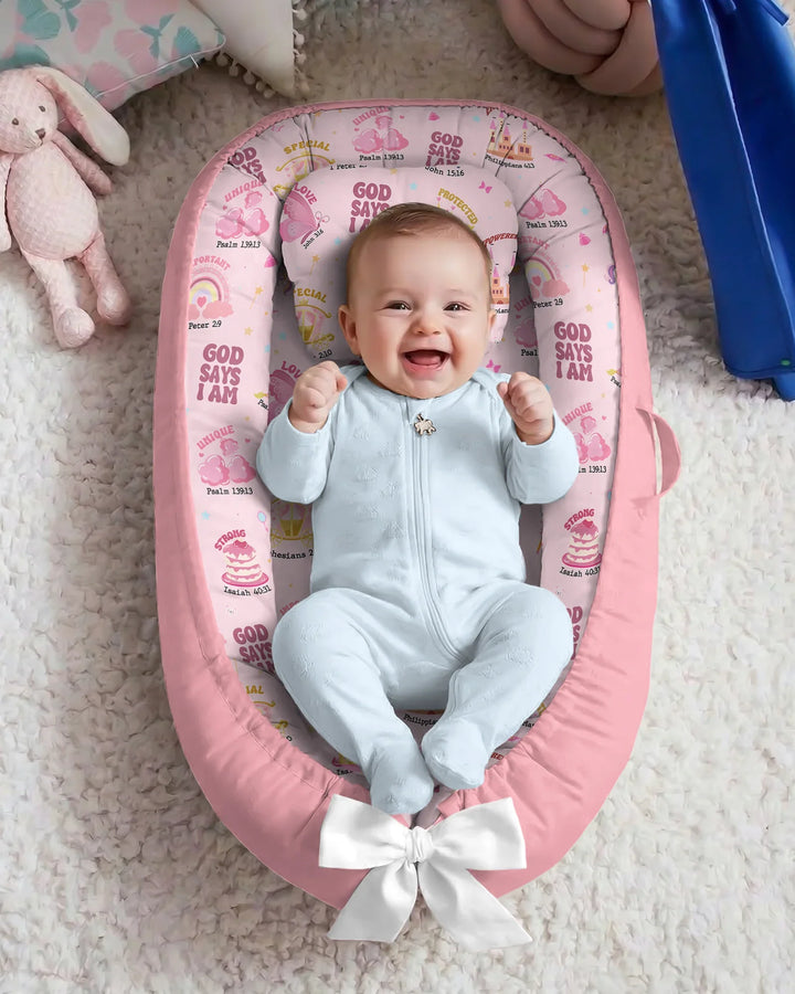 God Says I Am Girl Bamboo Baby Nest Bed
