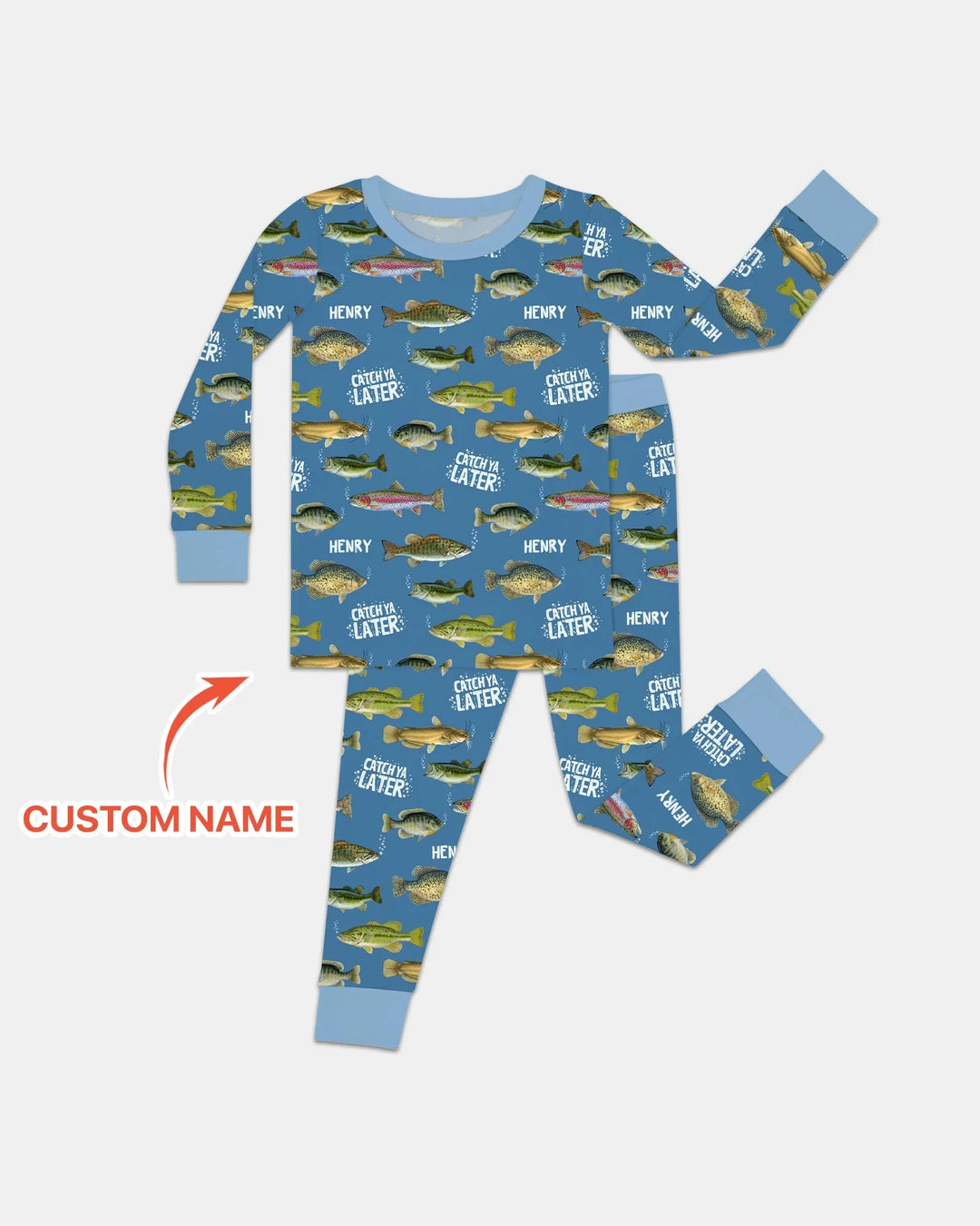 Catch Ya Later Matching Daddy & Me Bamboo Two Piece Long Sleeve Pajama Set