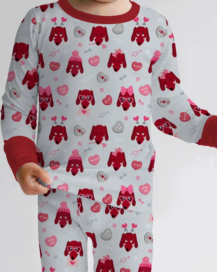 Dachshund Is My Valentine Bamboo Two Piece Long Sleeve Pajama Set