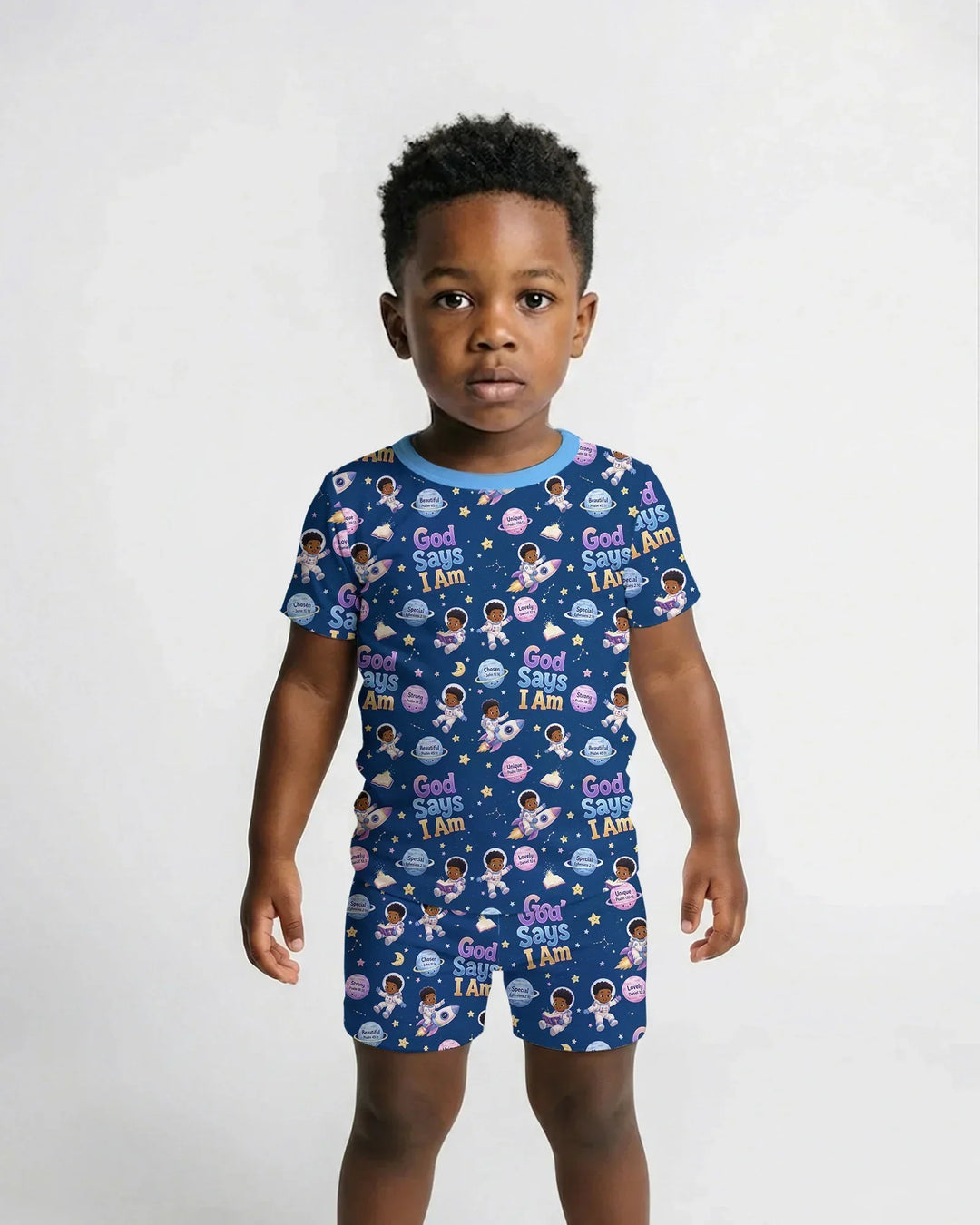 Black Boy God Says I Am Bamboo Two Piece Short Sleeve Shorts Pajama Set