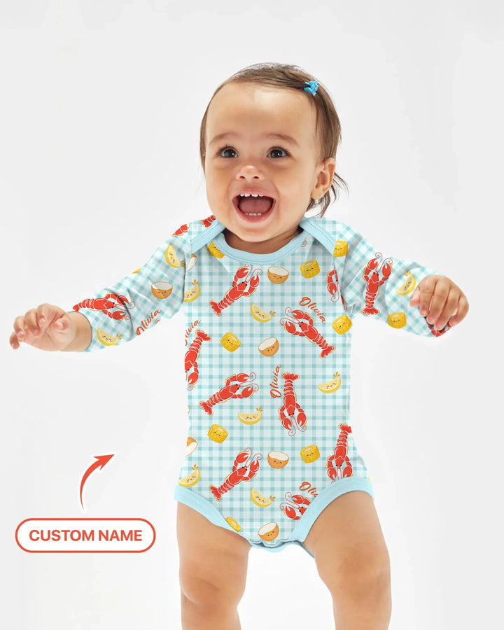 Custom Name Preppy Crawfish Season Bamboo Bodysuit