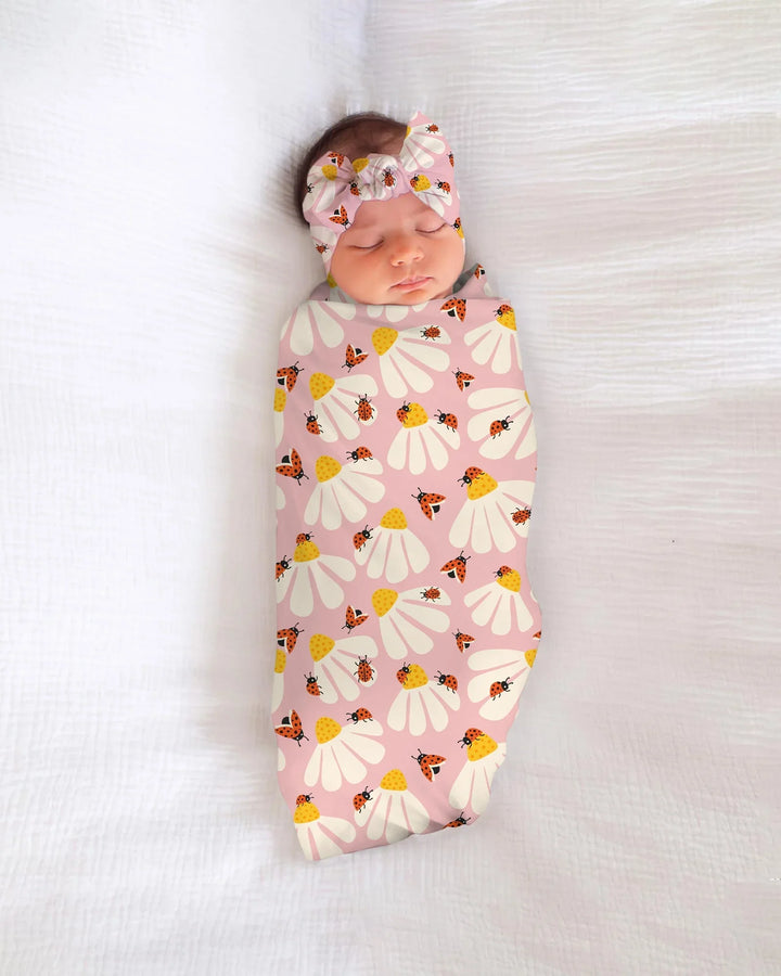 Lucky Little Bug swaddle blanket