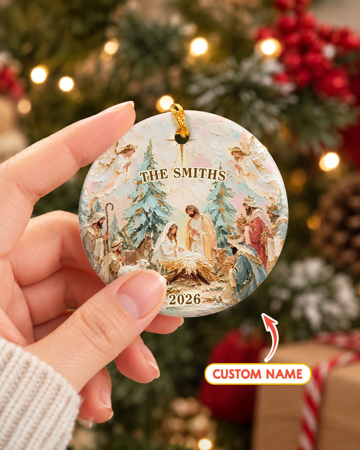 Bible Verse Holiday Family - Personalized Ceramic Ornament