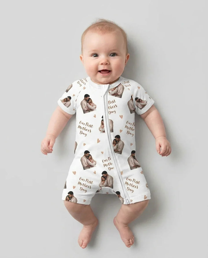 Custom Photo Our First as Parents Bamboo Shorty Zippy