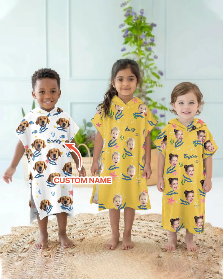 Custom Photo We All Need Vitamin Sea Bamboo Swim Poncho