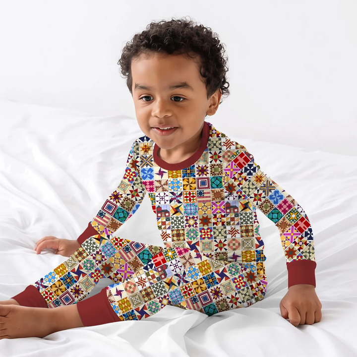 Heritage Quilt Bamboo Two Piece Long Sleeve Pajama Set