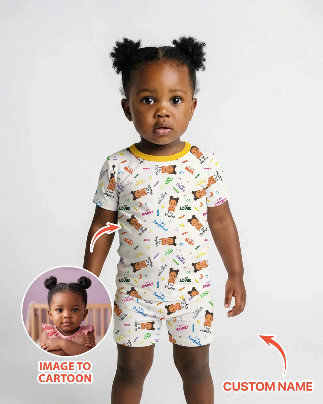 Kids Affirmations Custom  Bamboo Two Piece Short Sleeve Shorts Pajama Set