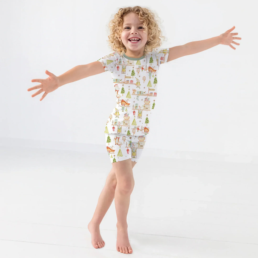Santa's Workshop Bamboo Two Piece Short Sleeve Shorts Pajama Set