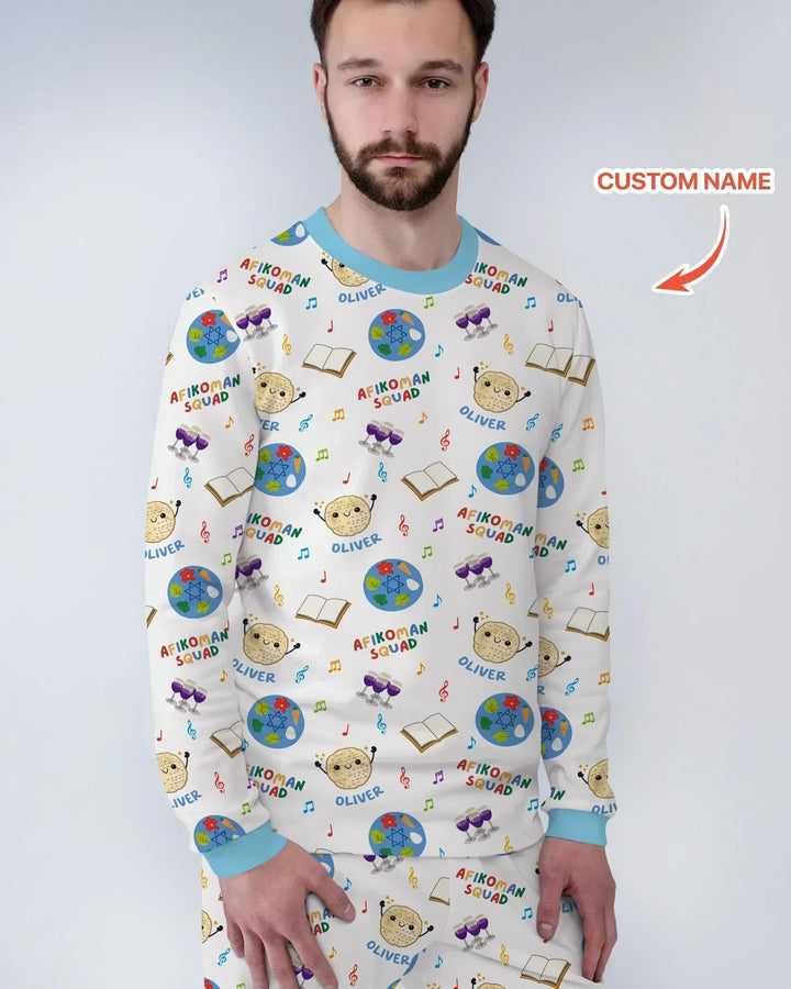 Custom Name Passover Afikoman Squad Bamboo Men's Pajama Set