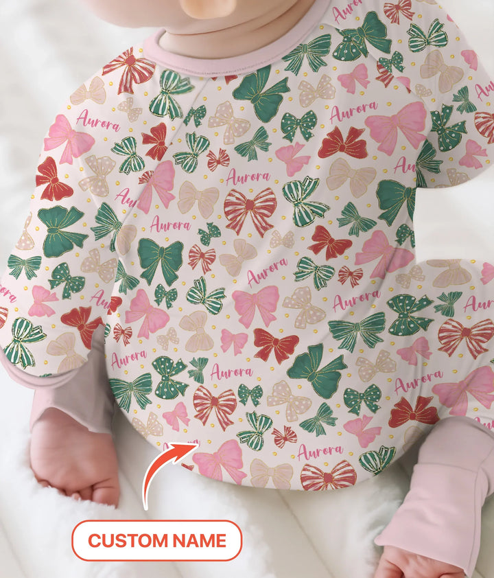 Custom Name Preppy Coquette Bows Bamboo Convertible Zippy