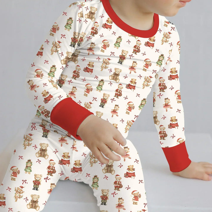 Christmas Teddy Bears Bamboo Two Piece Long Sleeve Pajama Set