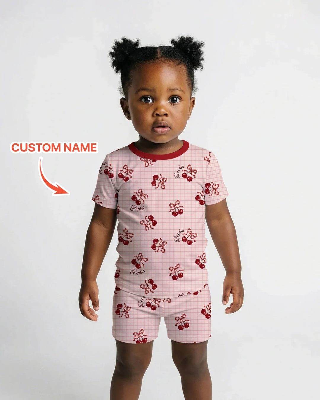 Cherry Mom and Me Bamboo Two Piece Short Sleeve Shorts Pajama Set