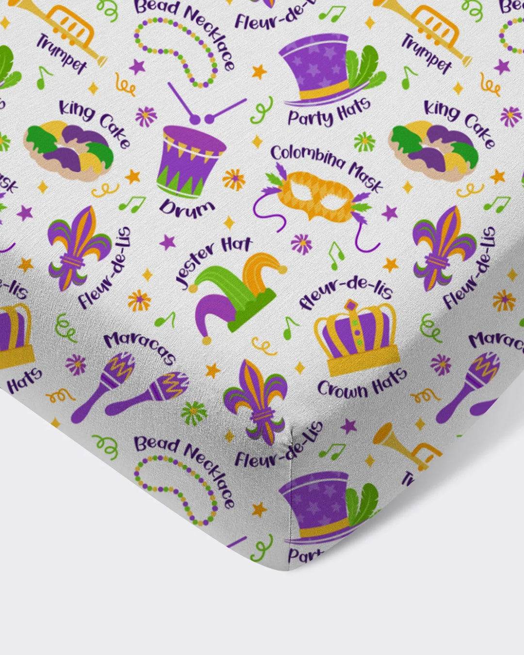 Mardi Gras Family Matching Bamboo Fitted Crib Sheet