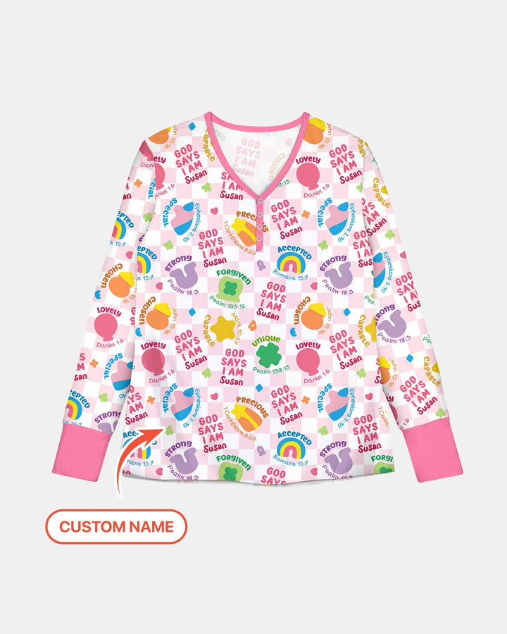 God Says I Am St. Patrick’s Day Custom Name Family Matching Bamboo Women Pajama Set