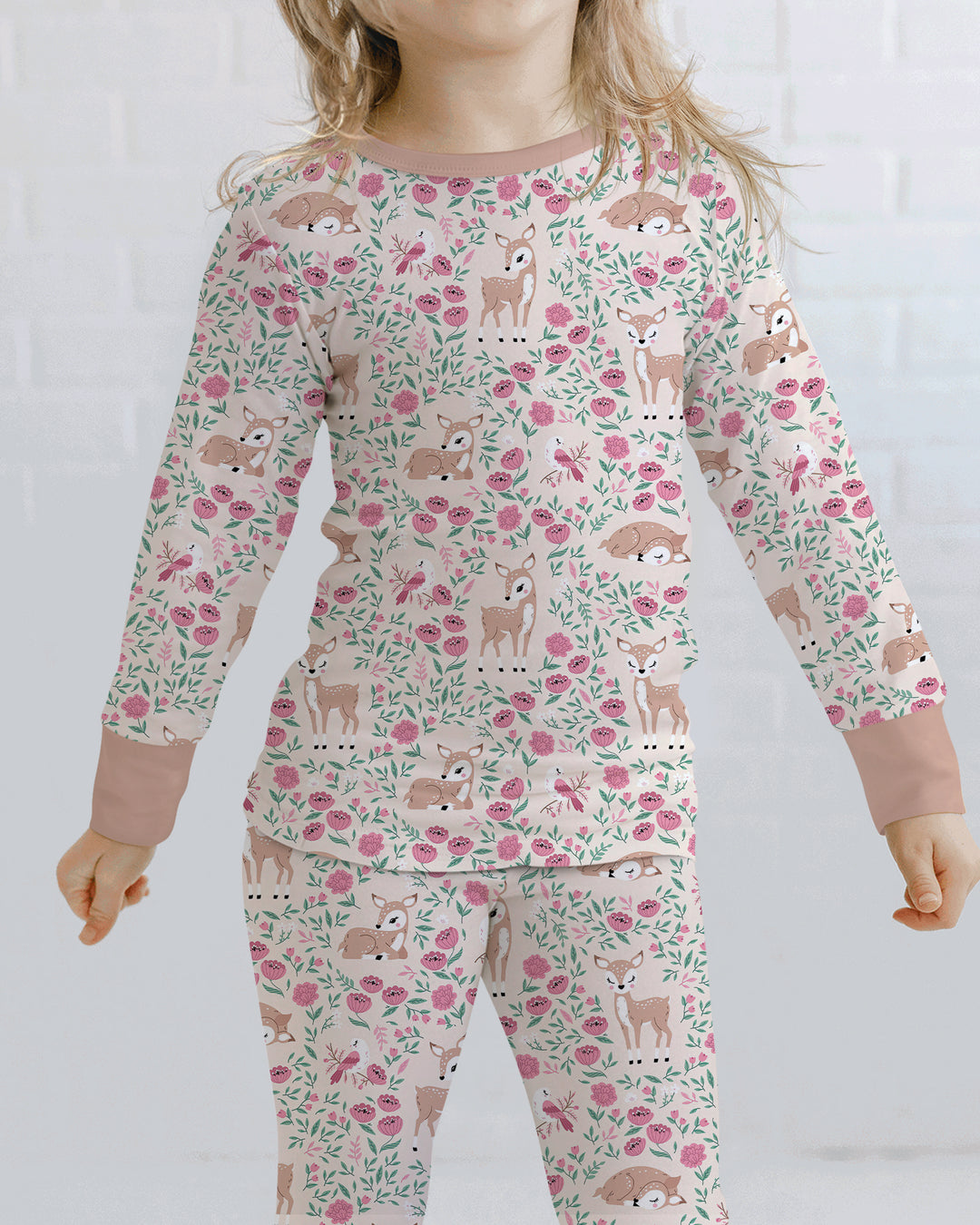 Little Deer Meadow Bamboo Two Piece Long Sleeve Pajama Set