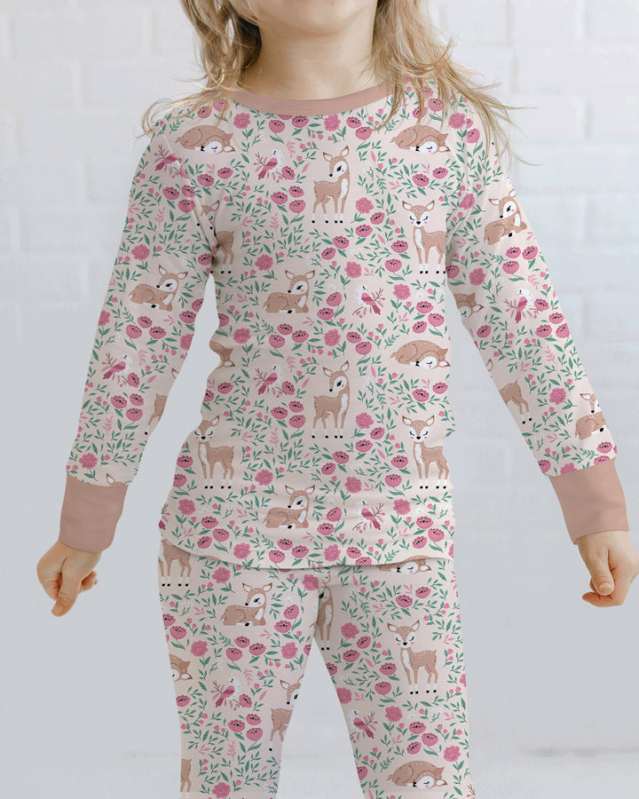Little Deer Meadow Bamboo Two Piece Long Sleeve Pajama Set