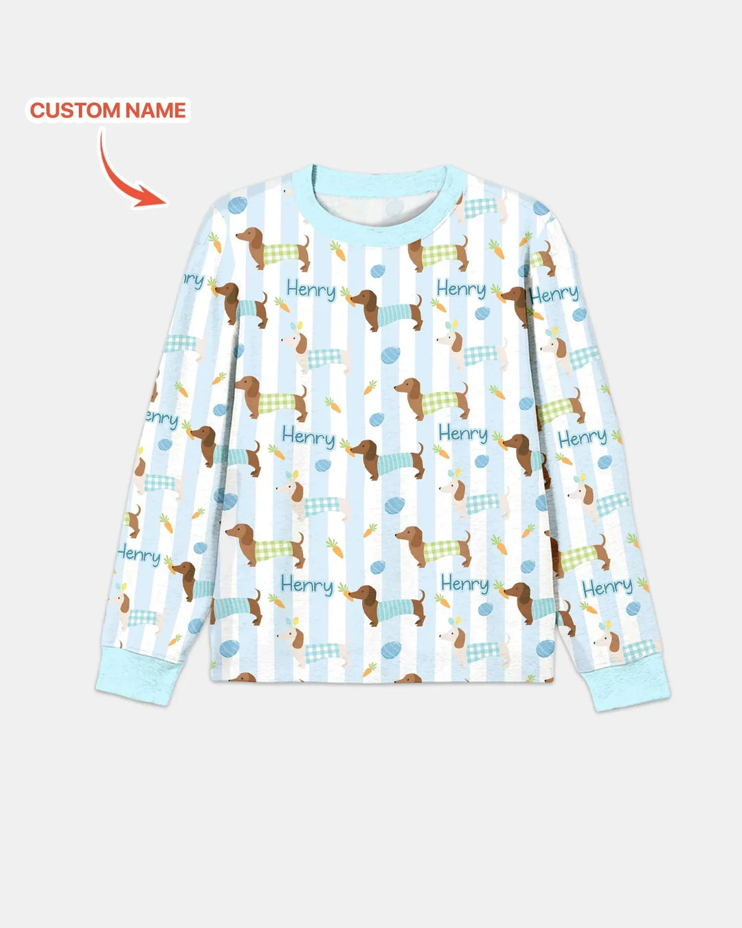Custom Name Easter Dachshunds Family Matching Bamboo Men's Pajama Set