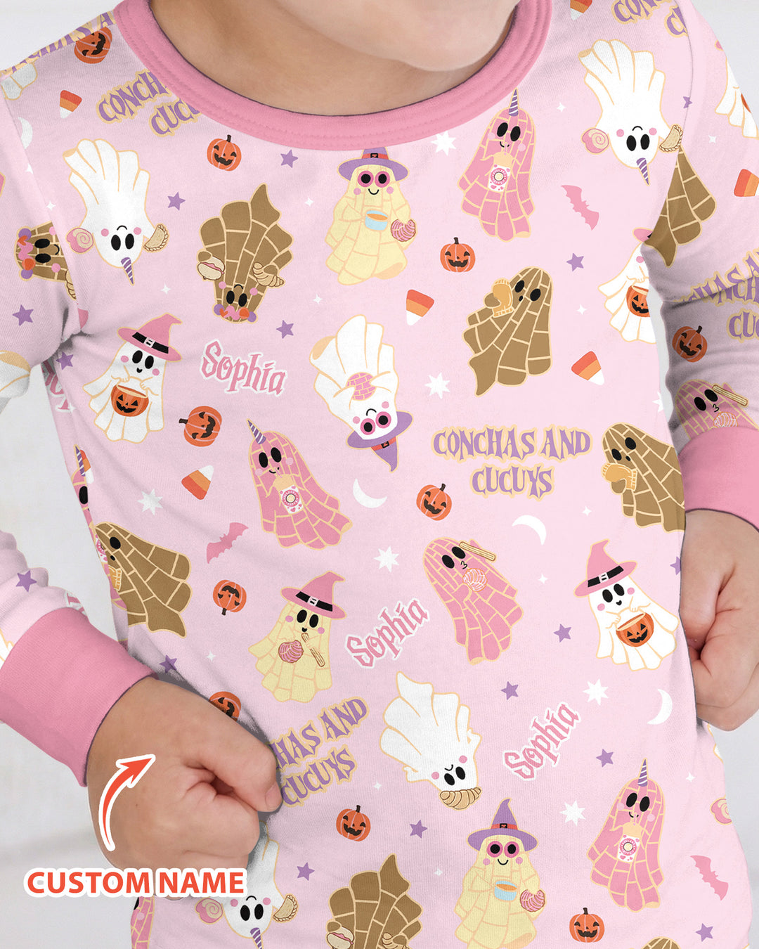 Pantasmas Mexican Halloween Custom Name Bamboo Two Piece Long Sleeve Pajama Set
