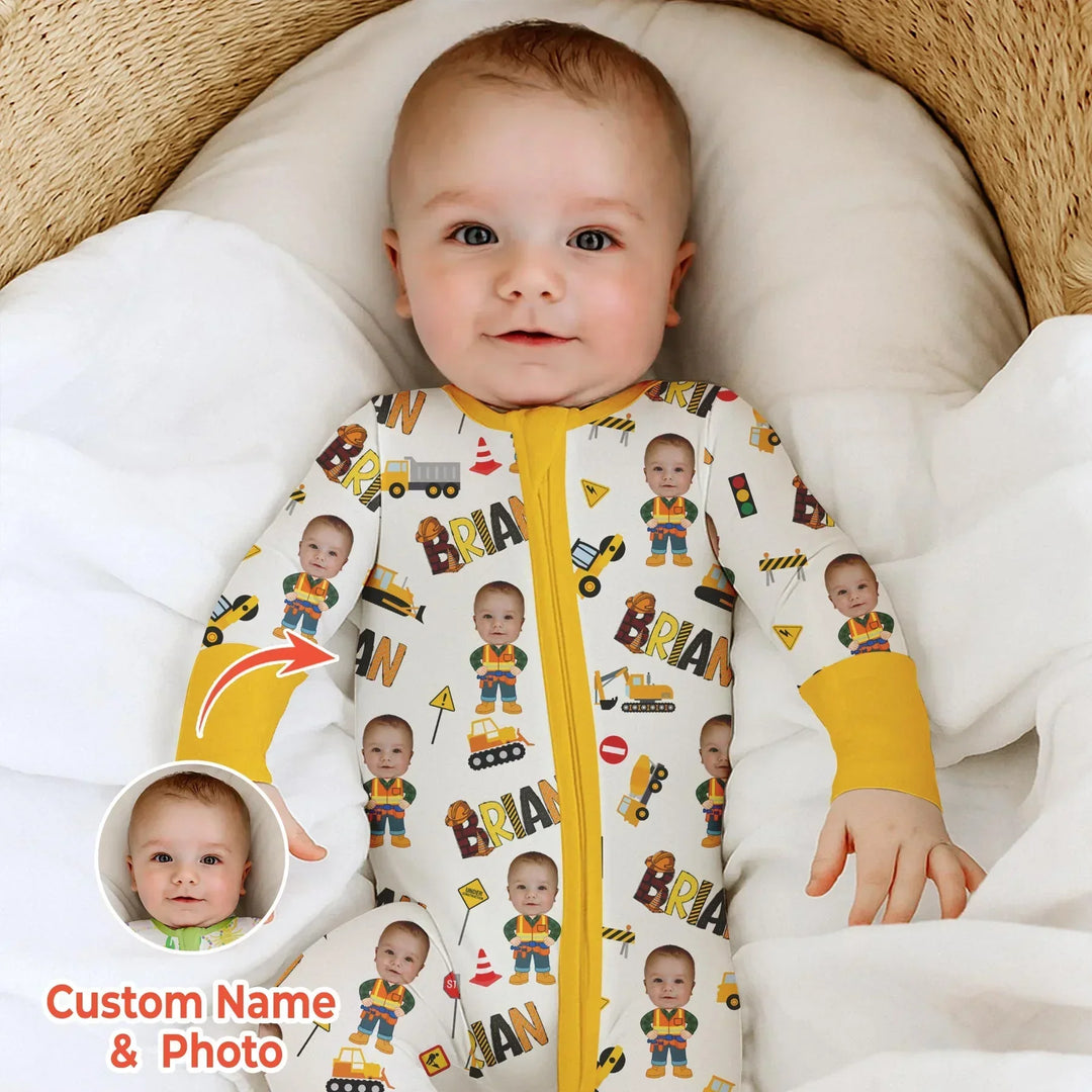 Custom Photo Doodle Little Builder Bamboo Convertible Zippy