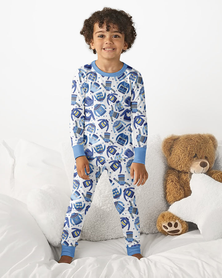 Cute Hanukkah Jumpers Bamboo Two Piece Long Sleeve Pajama Set