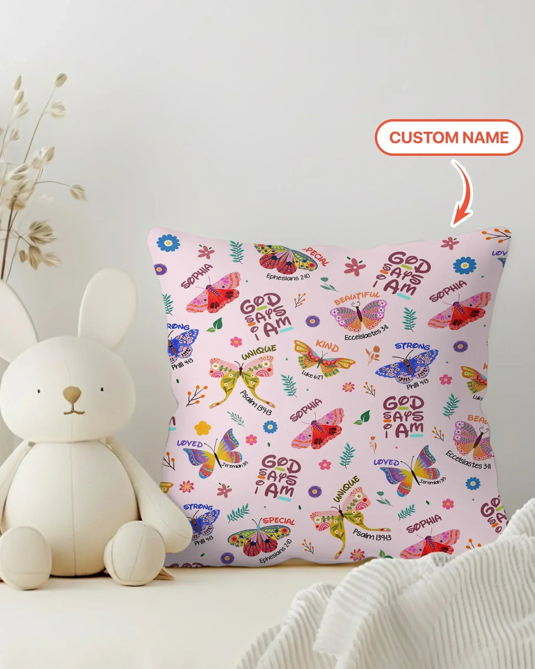 Custom Name God says I am Butterfly Bamboo Pillow Case