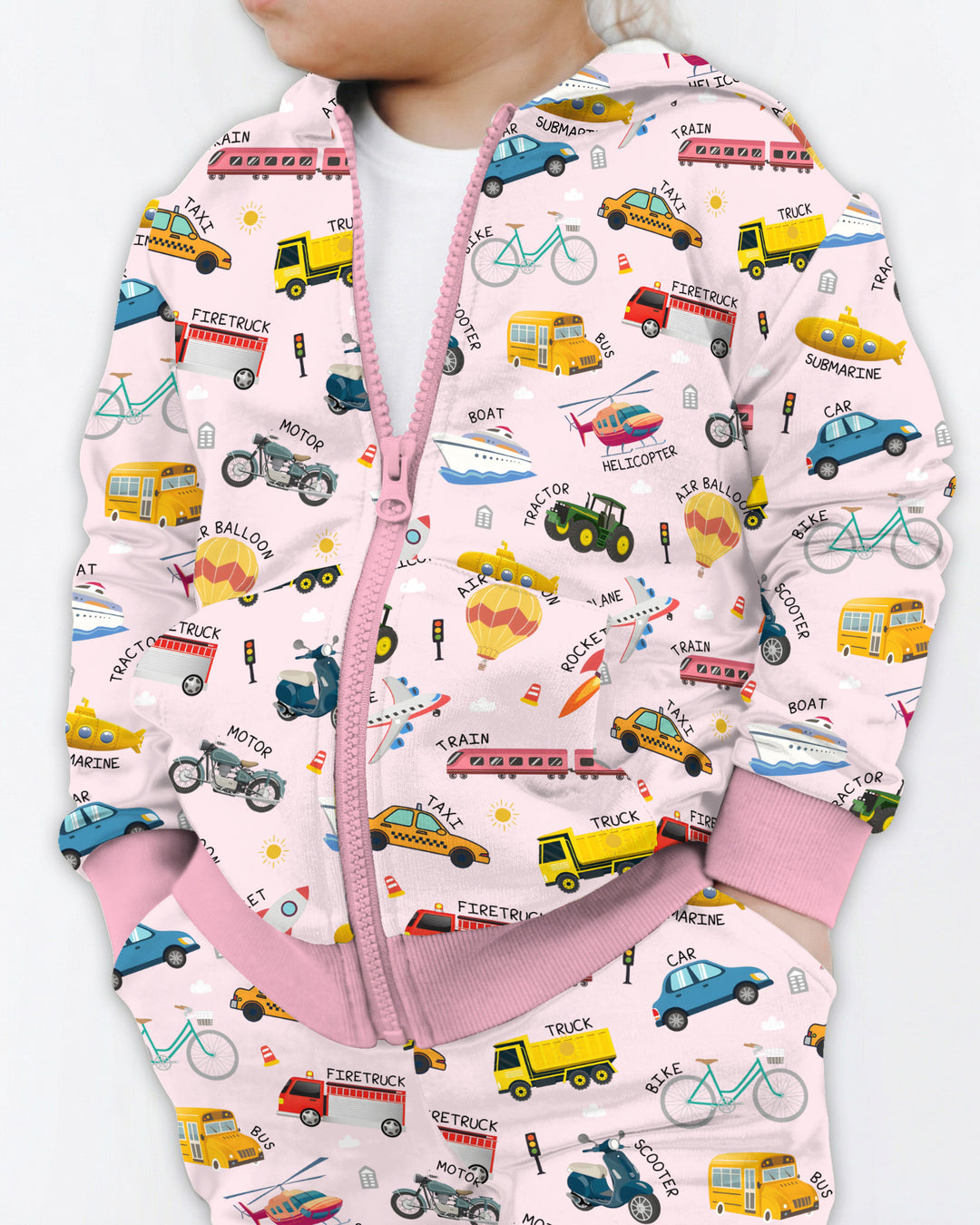Vehicle Vocabulary Bamboo Zip Hoodie