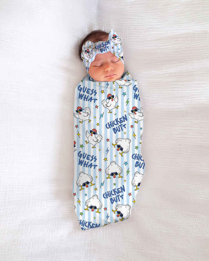 Guess What? Chicken Butt! swaddle blanket