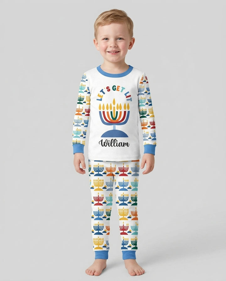 Let's Get Lit Hanukkah Bamboo Two Piece Long Sleeve Pajama Set