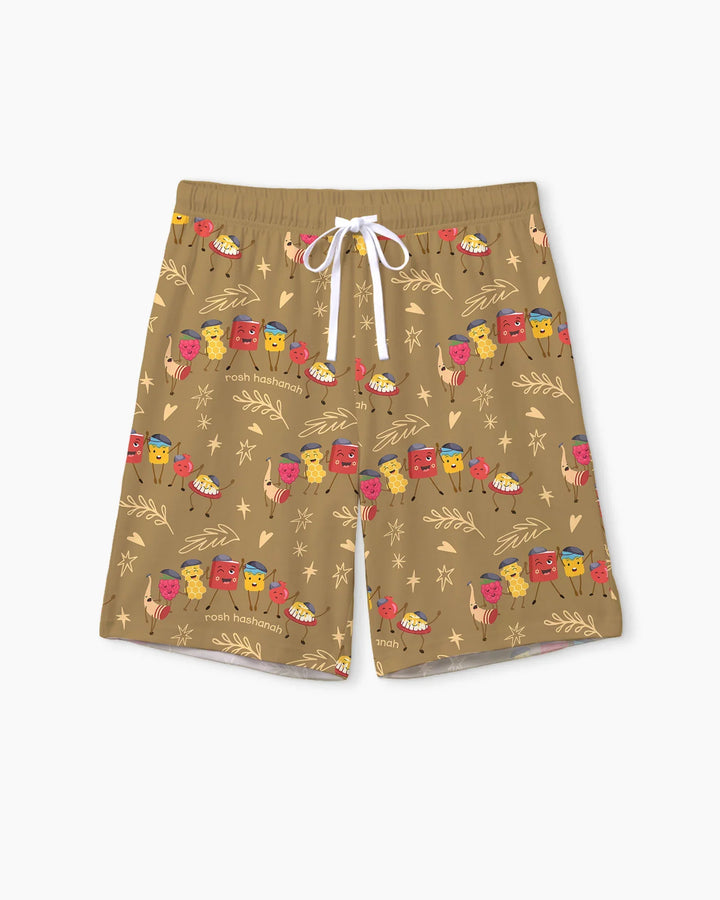 Let's Celebrate Rosh Hashanah Bamboo Men Short Sleeve Short Pajama Set