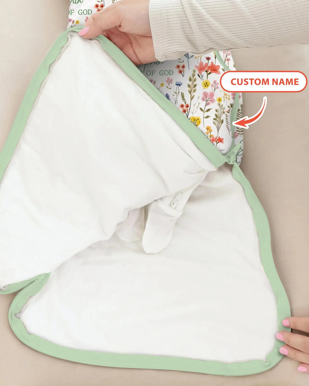 Custom Name Child of God Flower Garden Bamboo Sleep Bag