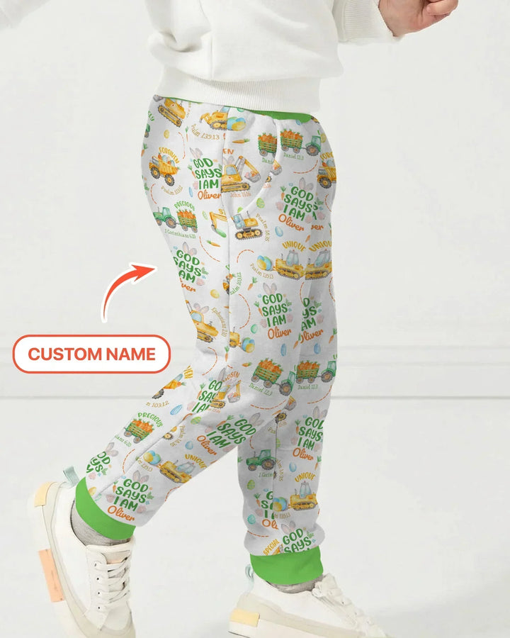 Happy Easter God Says I Am Custom Name Bamboo Jogger