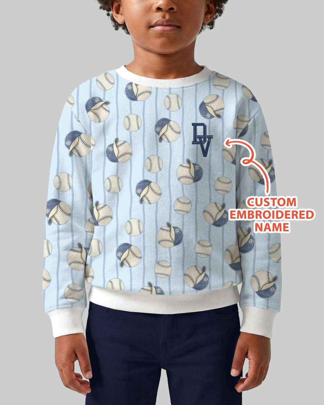 Custom Embroidered Baseball Bamboo Crewneck Sweatshirt
