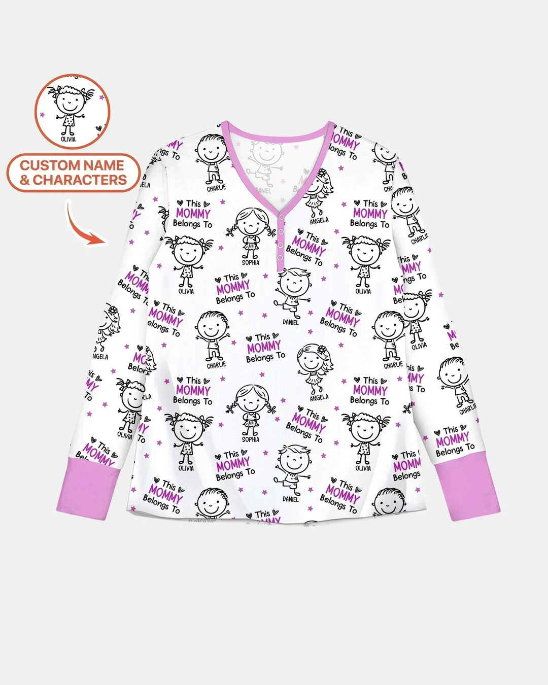 Custom Name "This Mommy Belongs To" Doodle Bamboo Women Pajama Set