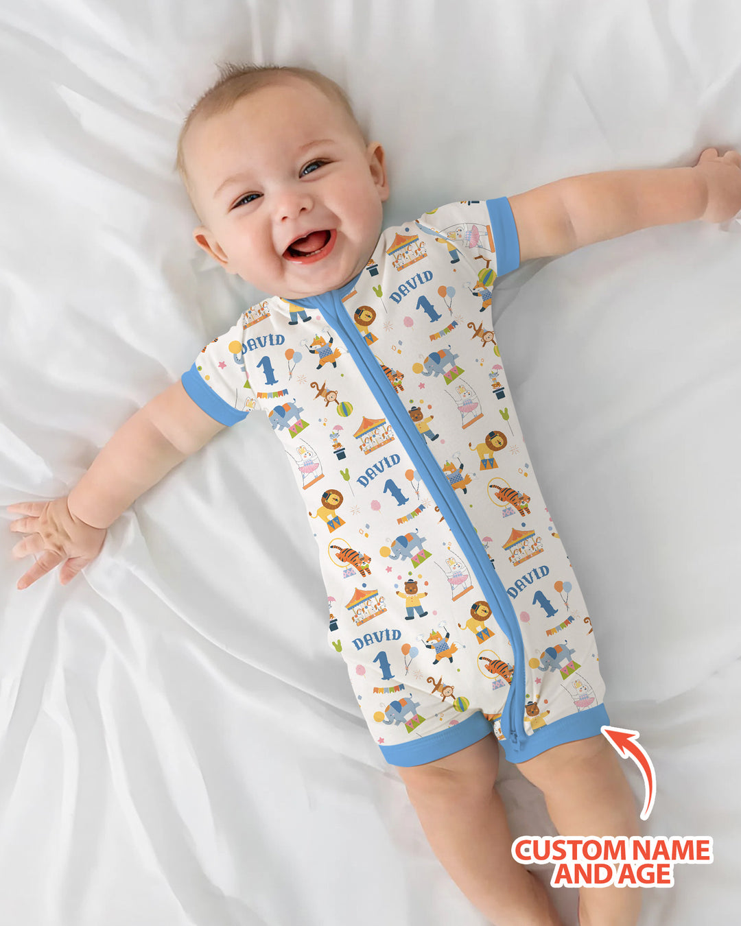 Custom Name Birthday Circus Bamboo Shorty Zippy