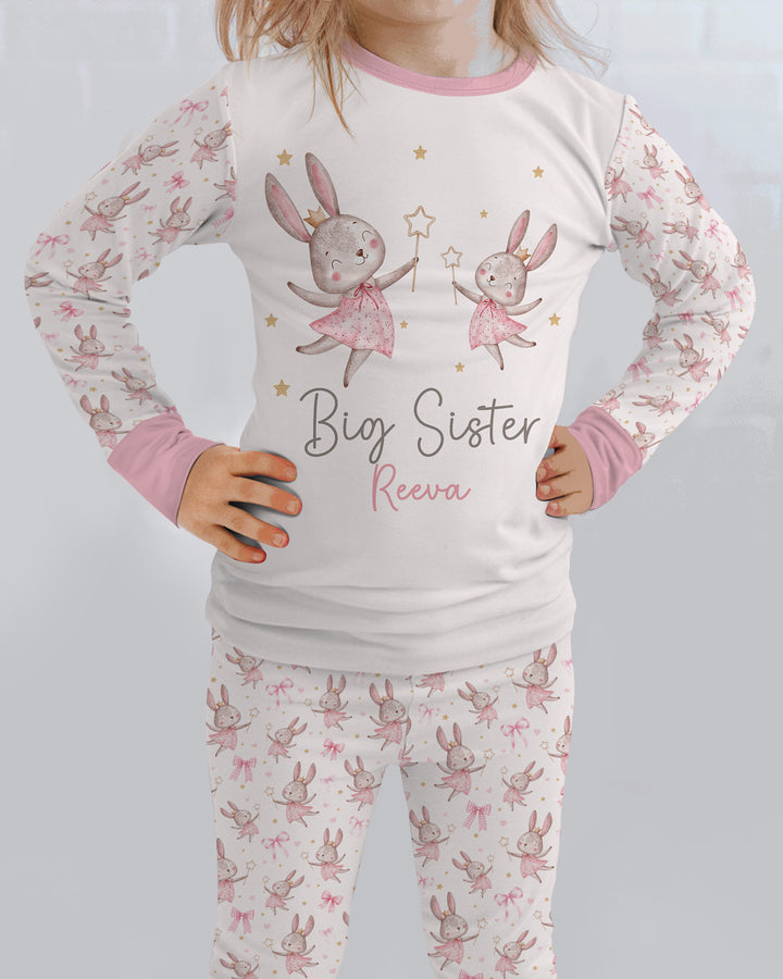 Bunny Wishes Sister Matching Bamboo Two Piece Long Sleeve Pajama Set