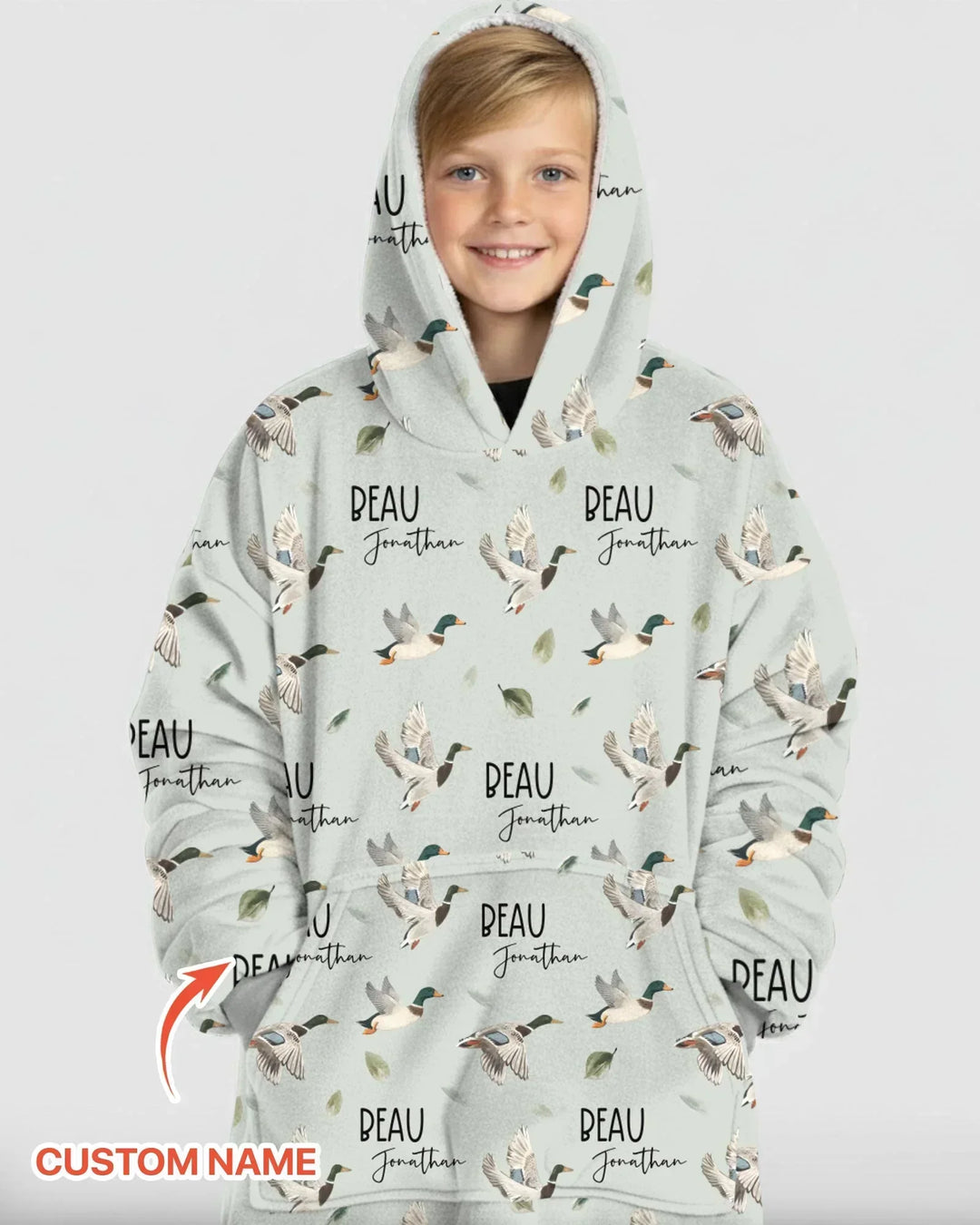 Custom Name Mallard Duck Bamboo Blanket Hoodie