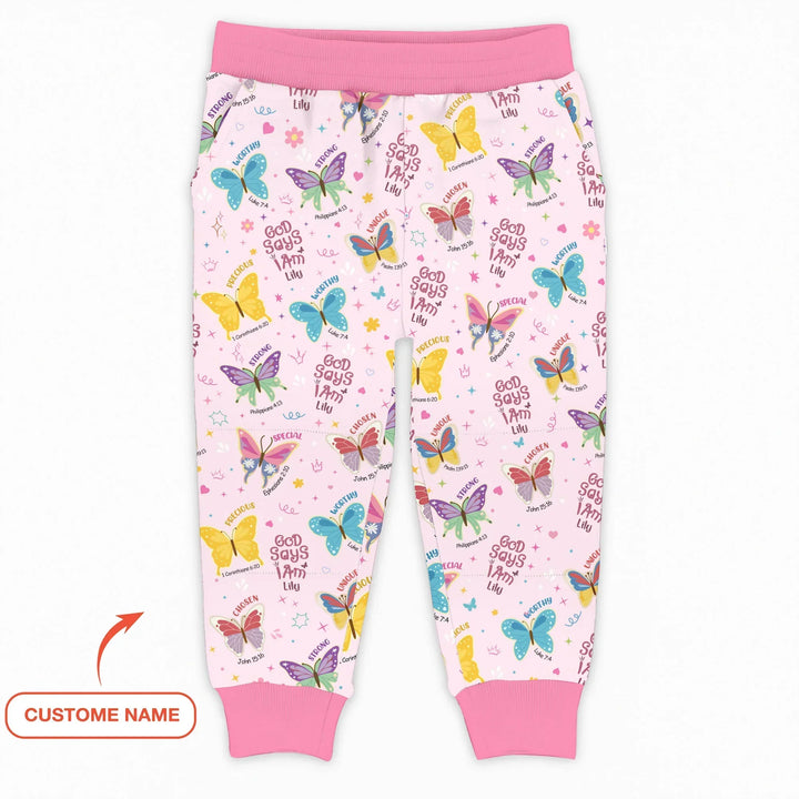 God Says I Am Girl Custom Name Bamboo Jogger