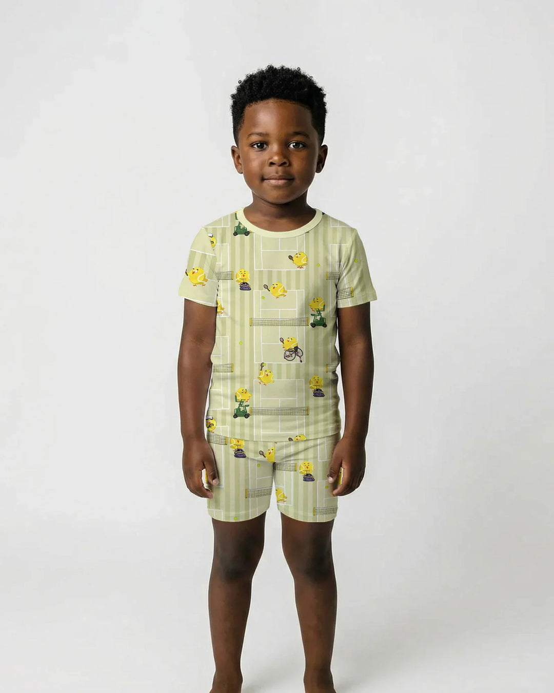 Tennis Bamboo Two Piece Short Sleeve Shorts Pajama Set