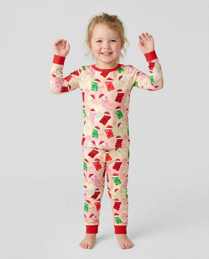 Gummy Bear Santa Christmas Bamboo Two Piece Long Sleeve Pajama Set