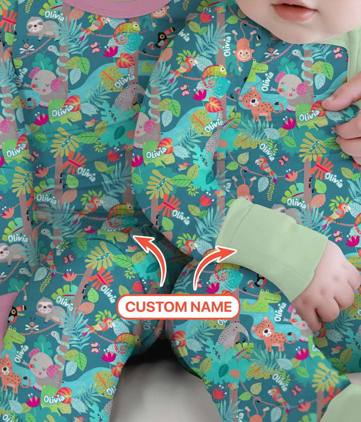 Jungle Buddy Adventure Bamboo Two Piece Long Sleeve Pajama Set