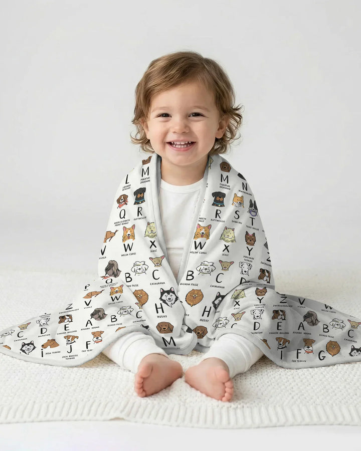 Funny Dogs Alphabet Bamboo Blanket