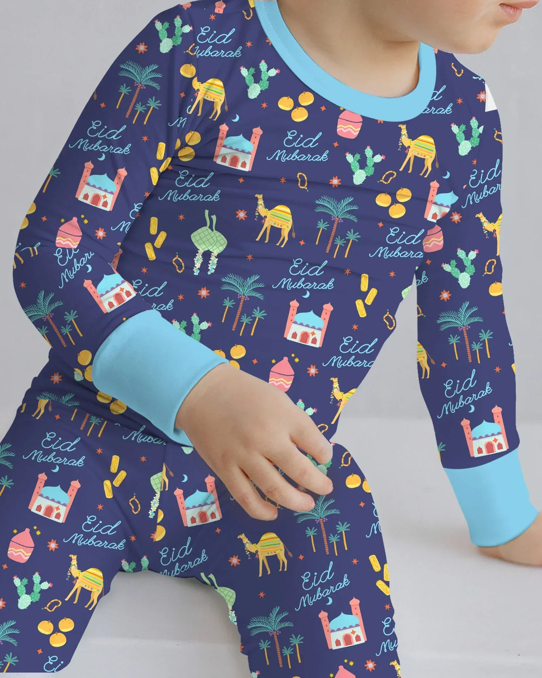 Eid Mubarak Matching Family Bamboo Two Piece Long Sleeve Pajama Set