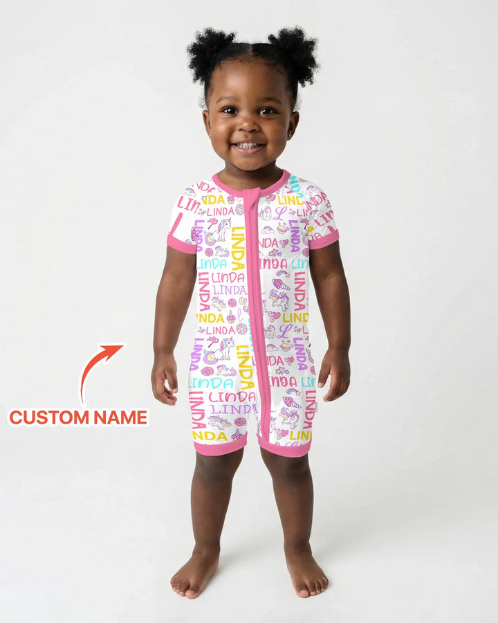Personalized Fantasy Unicorn Word Bamboo Shorty Zippy