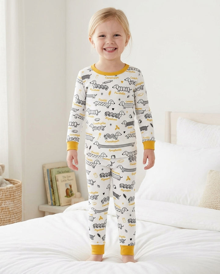 Pasta Pups Bamboo Two Piece Long Sleeve Pajama Set