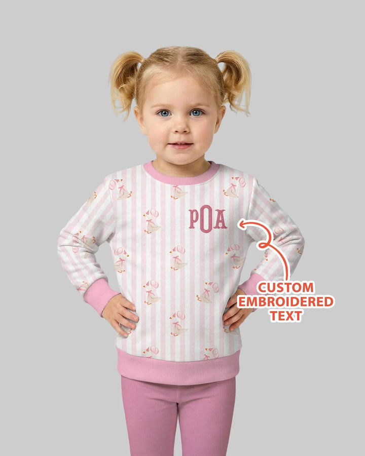 Custom Name Embroidered Birthday Girl  Bamboo Crewneck Sweatshirt