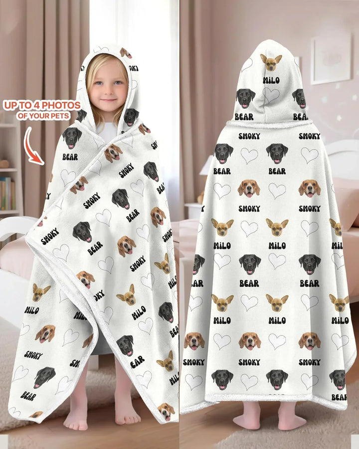 Custom Name and Pet Photos Bamboo Wearable Hooded Blanket