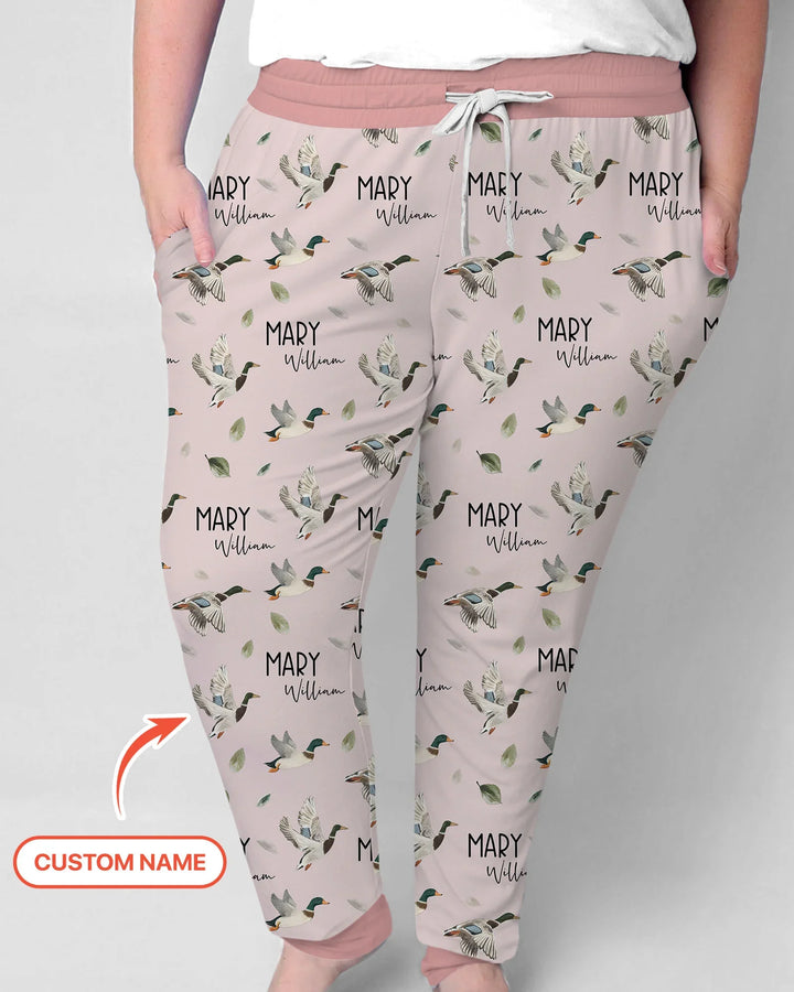 Custom Name Mallard Duck Bamboo Women Pajama Set