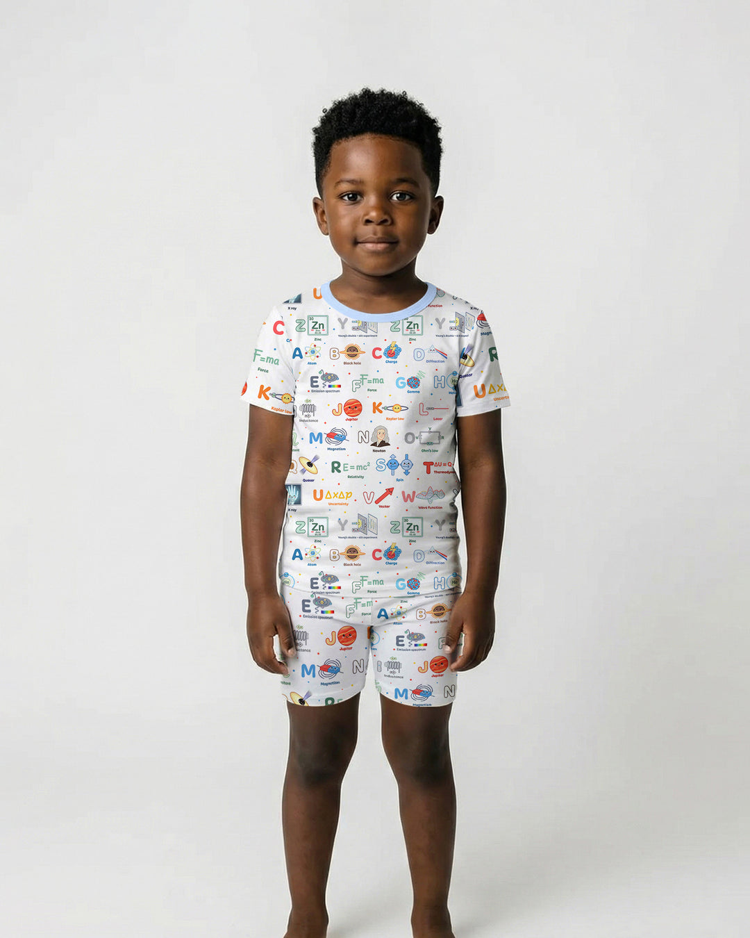 The Physics Alphabet Bamboo Two Piece Short Sleeve Shorts Pajama Set