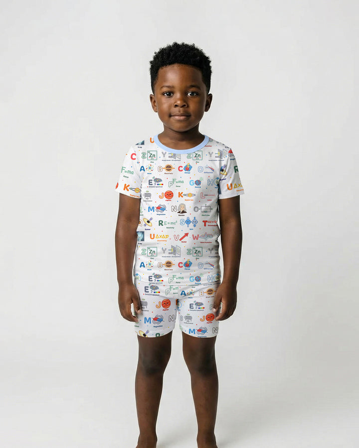 The Physics Alphabet Bamboo Two Piece Short Sleeve Shorts Pajama Set