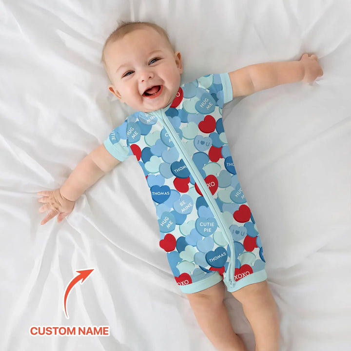 Valentine Candy Crush Family Matching Bamboo Shorty Zippy
